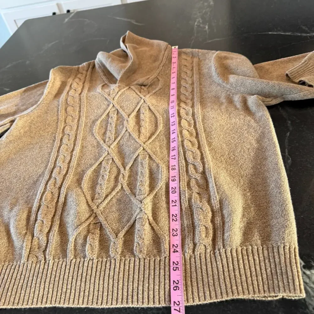 Joe Joseph Abboud Cotton Cable Knit Elbow Patch Sweater L